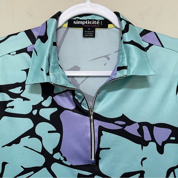 Jamie Sadock Simplicite Aqua Blue Purple Abstract Golf Polo Athleisure Size M - Picture 5 of 10